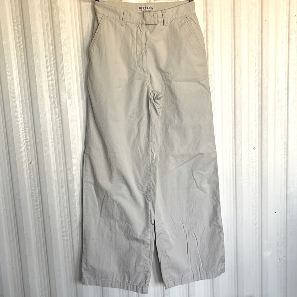 NY KHAKIS High-Rise WIDE LEG Tan Trousers Womens‎ 4